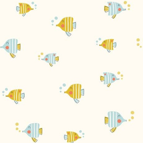 Small fishes blue and yellow