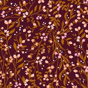 TANGLED Retro Wine Peach Pink Mustard // large