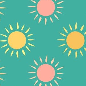 Summer sun (small scale, teal background)