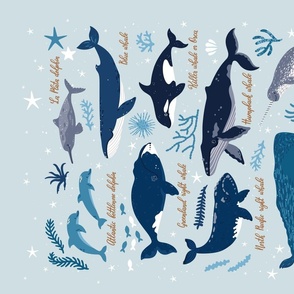 Whales. Tea towel