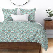 Dotty Dino Rainbow Floral on Pale Teal - small