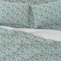 Dotty Dino Rainbow Floral on Pale Teal - small