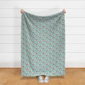 Dotty Dino Rainbow Floral on Pale Teal - small