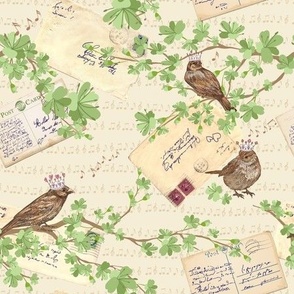 Vintage Love Letters and Green Cherry Blossoms