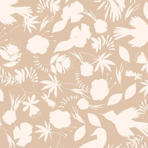 Wildflowers Frolick Silhouette on taupe
