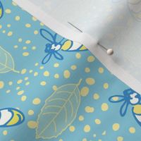 Bees & Leaves - Turquoise and Yellow