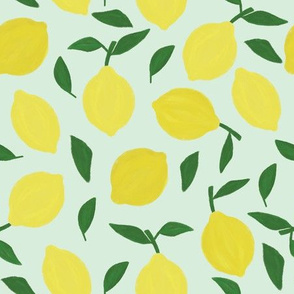 mint gouache painted lemons