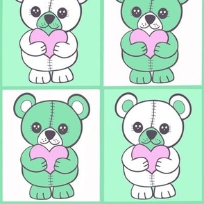 Patchwork teddies green