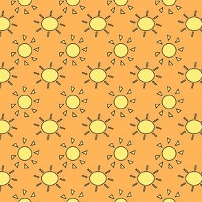 Yellow suns on an orange background