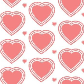 Valentine's Day large pink hearts on white background