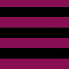 Large Horizontal Awning Stripe Pattern - Deep Magenta and Black