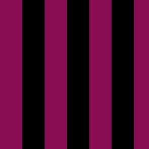 Large Vertical Awning Stripe Pattern - Deep Magenta and  Black