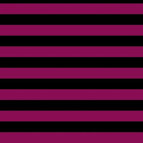 Horizontal Awning Stripe Pattern - Deep Magenta and Black