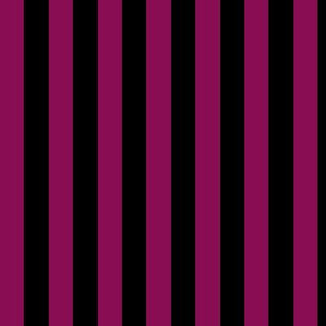 Vertical Awning Stripe Pattern - Deep Magenta and Black