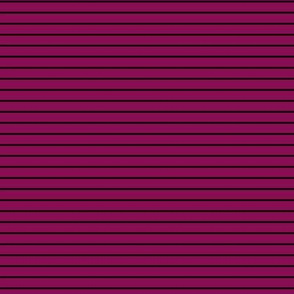 Small Horizontal Pin Stripe Pattern - Deep Magenta and Black