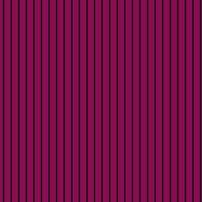 Small Vertical Pin Stripe Pattern - Deep Magenta and Black