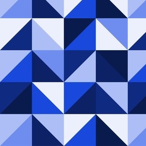 Indigo Blue Retro Geometric Triangles