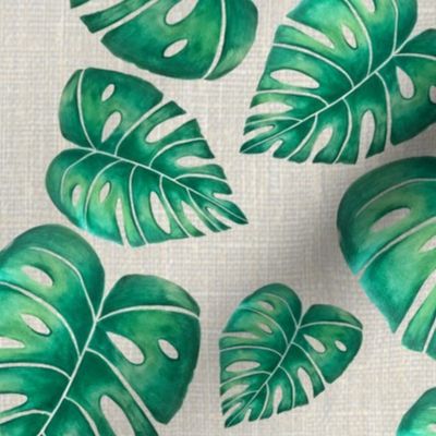 Watercolor Monstera leaves