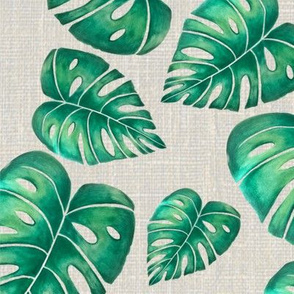 Watercolor Monstera leaves