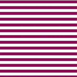 Horizontal Bengal Stripe Pattern - Deep Magenta and White