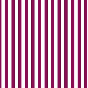 Vertical Bengal Stripe Pattern - Deep Magenta and White