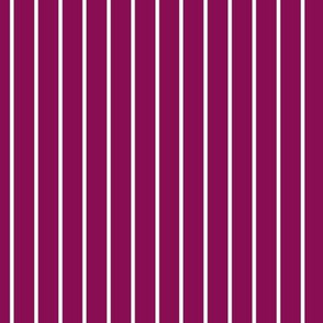 Vertical Pin Stripe Pattern - Deep Magenta and White