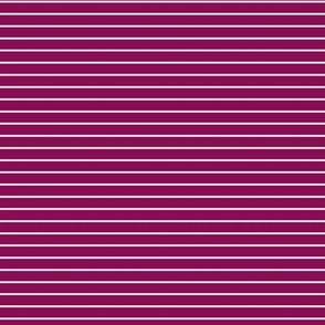 Small Horizontal Pin Stripe Pattern - Deep Magenta and White