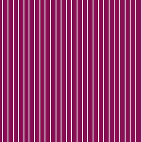 Small Vertical Pin Stripe Pattern - Deep Magenta and White