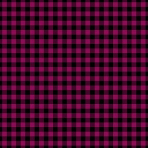 Small Gingham Pattern - Deep Magenta and Black