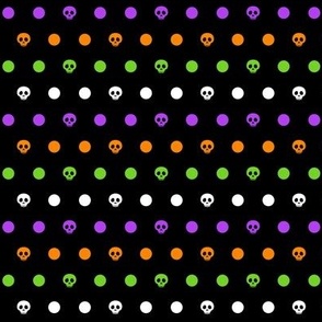 skull polka dots - halloween multi black purple, green, orange - LAD21