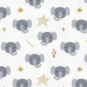 Elephants. White background. Small scale