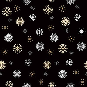 Winter Snowflakes on Black