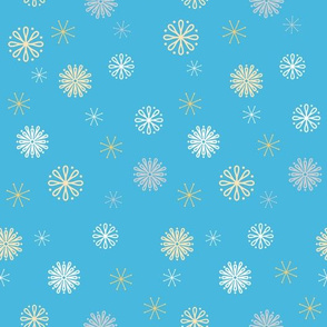 Winter Snowflakes on Cyan