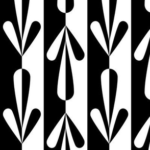 Pattern 0123 - abstract black and white leaves