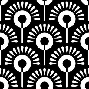 Pattern 0131 - black and white abstract sun flowers