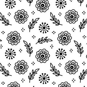 Pattern 0144 - black and white vintage flowers