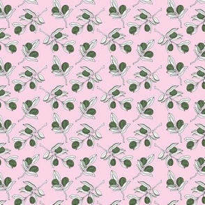 Little olive branches summer garden texture green olive mint on pink blush