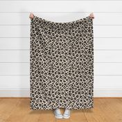 Raw free hand leopard spots wild boho animal print in sand beige black and white  JUMBO