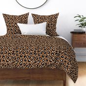 Raw free hand leopard autumn spots wild boho animal print in black and white on caramel rust JUMBO