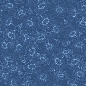 Flower Chamomile of Solar Plexus Chakra pattern blue