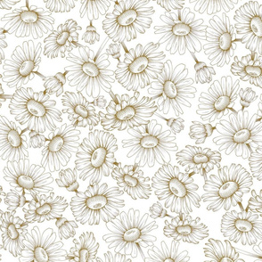 Flower Chamomile of Solar Plexus Chakra pattern gold lines