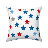 Little sparkly night USA 4th of July stars basic star texture navy blue red  on white JUMBO 