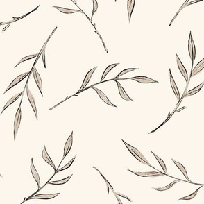 Tossed Leaf - Medium Linen and Black