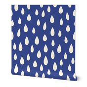 Little Falling Rain Drops - Eggshell White on Navy Blue (S)