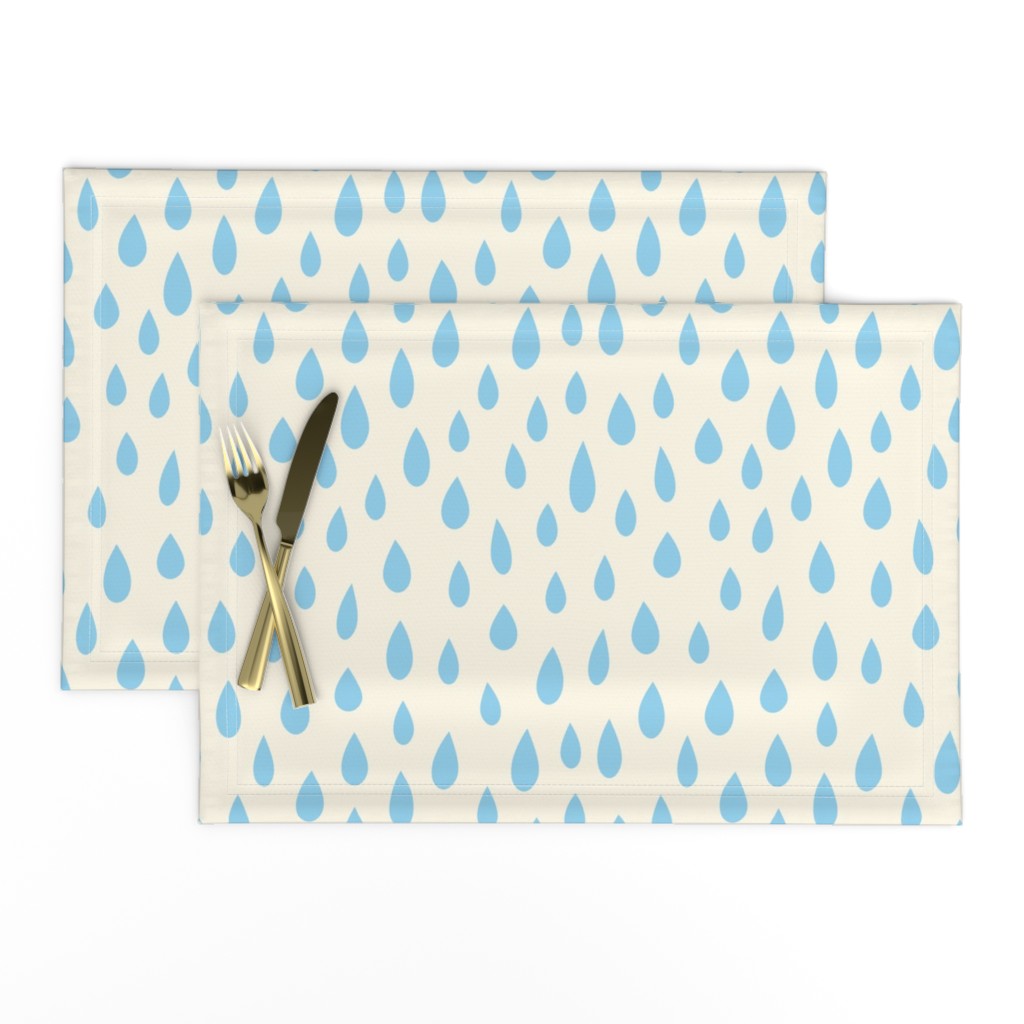 Little Falling Rain Drops - Light Blue on Eggshell White (M)