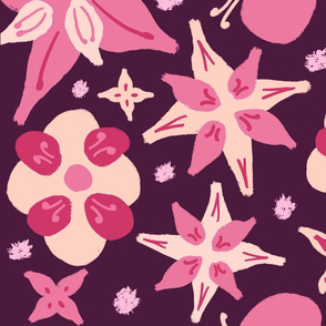 Pink red flowers floral pattern