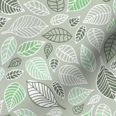 Autumn leaves freehand leaf garden scandinavian style vintage freehand fall design green mist cameo