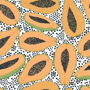 Papaya on polka background