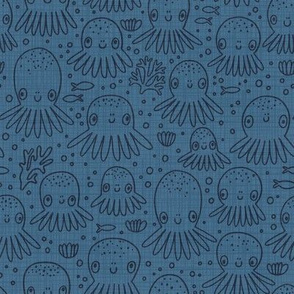 Octopuses. Dark blue background