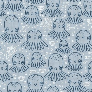 Octopuses. Light blue background